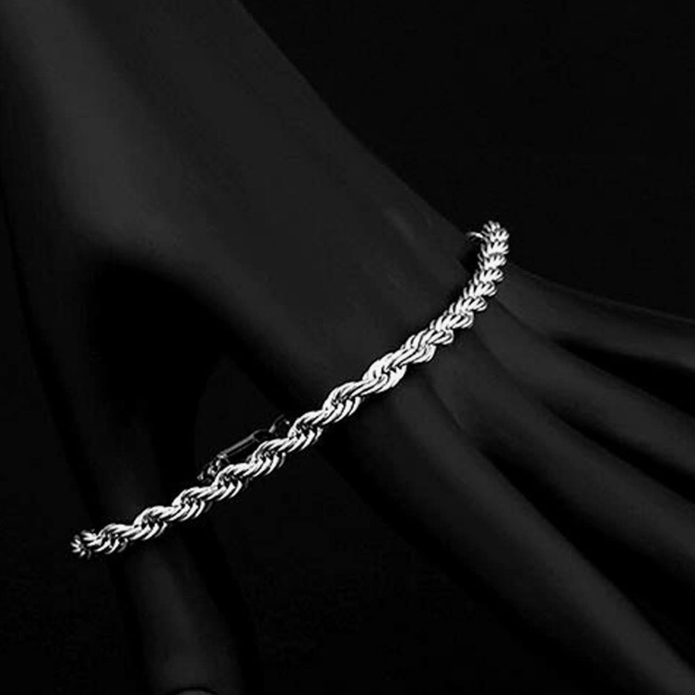 Sterling silver rope bracelet.